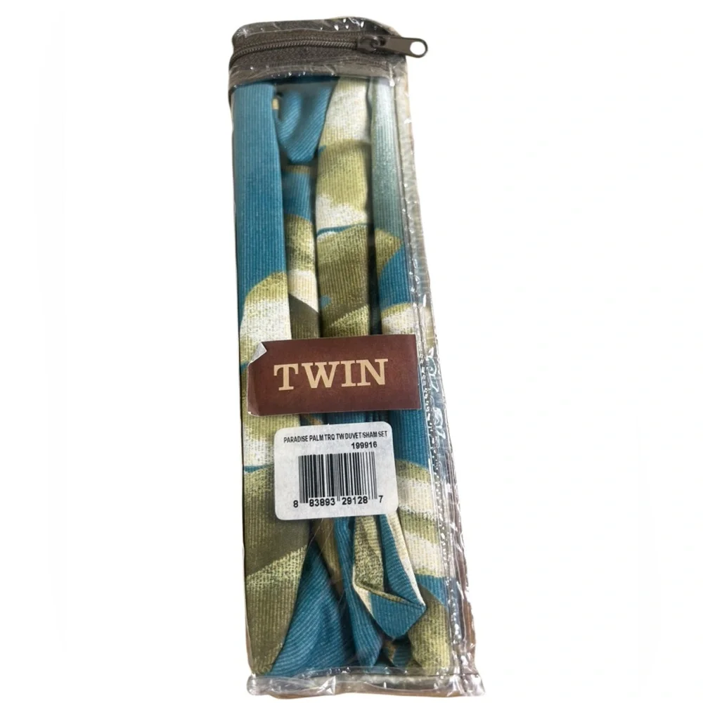 TOMMY BAHAMA HOME Paradise Palm Twin‎ Duvet Set Teal Tropical Sealed NWT - Picture 6 of 8